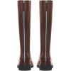 imageFSJ Women Stylish Knee High Boots Chunky Low Flat Heel LaceUp Closed Toe Mid Calf Riding Boot with Back Zipper Fall Winter Long Boots Size 415 USBrown