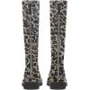 imageFSJ Women Stylish Knee High Boots Chunky Low Flat Heel LaceUp Closed Toe Mid Calf Riding Boot with Back Zipper Fall Winter Long Boots Size 415 USGrey Leopard