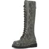 imageFSJ Women Stylish Knee High Boots Chunky Low Flat Heel LaceUp Closed Toe Mid Calf Riding Boot with Back Zipper Fall Winter Long Boots Size 415 USSnakeskin