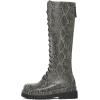 imageFSJ Women Stylish Knee High Boots Chunky Low Flat Heel LaceUp Closed Toe Mid Calf Riding Boot with Back Zipper Fall Winter Long Boots Size 415 USSnakeskin