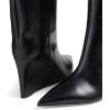 imageFSJ Women Wedge Heel Pointed Toe Thigh High Boots Comfortable Thick High Heel Trendy Ladies Dressy Knee High Boots Size 415 USBlack