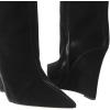 imageFSJ Women Wedge Heel Pointed Toe Thigh High Boots Comfortable Thick High Heel Trendy Ladies Dressy Knee High Boots Size 415 USBlack Velvet
