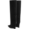 imageFSJ Women Wedge Heel Pointed Toe Thigh High Boots Comfortable Thick High Heel Trendy Ladies Dressy Knee High Boots Size 415 USBlack Velvet