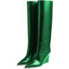 imageFSJ Women Wedge Heel Pointed Toe Thigh High Boots Comfortable Thick High Heel Trendy Ladies Dressy Knee High Boots Size 415 USGreen