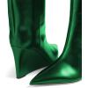 imageFSJ Women Wedge Heel Pointed Toe Thigh High Boots Comfortable Thick High Heel Trendy Ladies Dressy Knee High Boots Size 415 USGreen