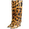 imageFSJ Women Wedge Heel Pointed Toe Thigh High Boots Comfortable Thick High Heel Trendy Ladies Dressy Knee High Boots Size 415 USLeopard Print