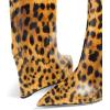 imageFSJ Women Wedge Heel Pointed Toe Thigh High Boots Comfortable Thick High Heel Trendy Ladies Dressy Knee High Boots Size 415 USLeopard Print