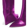 imageFSJ Women Wedge Heel Pointed Toe Thigh High Boots Comfortable Thick High Heel Trendy Ladies Dressy Knee High Boots Size 415 USPurple
