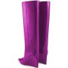 imageFSJ Women Wedge Heel Pointed Toe Thigh High Boots Comfortable Thick High Heel Trendy Ladies Dressy Knee High Boots Size 415 USPurple