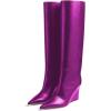 imageFSJ Women Wedge Heel Pointed Toe Thigh High Boots Comfortable Thick High Heel Trendy Ladies Dressy Knee High Boots Size 415 USPurple