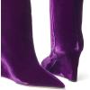 imageFSJ Women Wedge Heel Pointed Toe Thigh High Boots Comfortable Thick High Heel Trendy Ladies Dressy Knee High Boots Size 415 USPurple Velvet