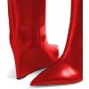 imageFSJ Women Wedge Heel Pointed Toe Thigh High Boots Comfortable Thick High Heel Trendy Ladies Dressy Knee High Boots Size 415 USRed