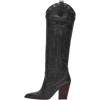 imageFSJ Women Western Knee High Boots Embroidery Pointed Toe Chunky Block Stacked Heel Cowboy Cowgirl Beaded Pull On Fashion Shoes Size 416 USBlack