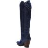 imageFSJ Women Western Knee High Boots Embroidery Pointed Toe Chunky Block Stacked Heel Cowboy Cowgirl Beaded Pull On Fashion Shoes Size 416 USBlue