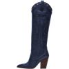 imageFSJ Women Western Knee High Boots Embroidery Pointed Toe Chunky Block Stacked Heel Cowboy Cowgirl Beaded Pull On Fashion Shoes Size 416 USBlue