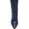 imageFSJ Women Western Knee High Boots Embroidery Pointed Toe Chunky Block Stacked Heel Cowboy Cowgirl Beaded Pull On Fashion Shoes Size 416 USBlue