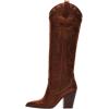 imageFSJ Women Western Knee High Boots Embroidery Pointed Toe Chunky Block Stacked Heel Cowboy Cowgirl Beaded Pull On Fashion Shoes Size 416 USBrown