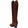imageFSJ Women Western Knee High Boots Embroidery Pointed Toe Chunky Block Stacked Heel Cowboy Cowgirl Beaded Pull On Fashion Shoes Size 416 USBrown