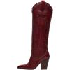 imageFSJ Women Western Knee High Boots Embroidery Pointed Toe Chunky Block Stacked Heel Cowboy Cowgirl Beaded Pull On Fashion Shoes Size 416 USBurgundy