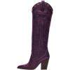 imageFSJ Women Western Knee High Boots Embroidery Pointed Toe Chunky Block Stacked Heel Cowboy Cowgirl Beaded Pull On Fashion Shoes Size 416 USPurple