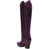 imageFSJ Women Western Knee High Boots Embroidery Pointed Toe Chunky Block Stacked Heel Cowboy Cowgirl Beaded Pull On Fashion Shoes Size 416 USPurple