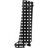 imageFSJ Women Platform Chunky Heel Knee High Boots Fold Over Closed Square Toe Back Zipper High Heels Wide Calf Chic Casual Daily Boots Size 416 USBlack and White Dots
