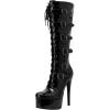 imageFSJ Women Platform Knee High Boots Buckled Strappy Round Toe Laceup Zipper Tall Stiletto High Heel Long Boots Evening Dress Shoes Size 416 USBlack