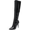 imageFSJ Women Sexy Pointed Toe Laceup Knee High Boots Stiletto High Heel Side Zipper Fashion Party Evening Nightclub Thigh High Boots Size 415 USBlack