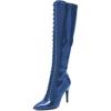 imageFSJ Women Sexy Pointed Toe Laceup Knee High Boots Stiletto High Heel Side Zipper Fashion Party Evening Nightclub Thigh High Boots Size 415 USBlue