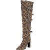 imageFSJ Women Stylish High Chunky Heel Over the Knee Boots Pointed Toe Buckled Strappy Thigh High Boots with Zipper Fashion Winter Long Boots Size 415 USLeopard