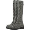 imageFSJ Women Stylish Knee High Boots Chunky Low Flat Heel LaceUp Closed Toe Mid Calf Riding Boot with Back Zipper Fall Winter Long Boots Size 415 USSnakeskin