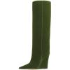 imageFSJ Women Wedge Heel Pointed Toe Thigh High Boots Comfortable Thick High Heel Trendy Ladies Dressy Knee High Boots Size 415 USGreen Velvet