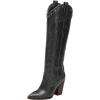 imageFSJ Women Western Knee High Boots Embroidery Pointed Toe Chunky Block Stacked Heel Cowboy Cowgirl Beaded Pull On Fashion Shoes Size 416 USBlack