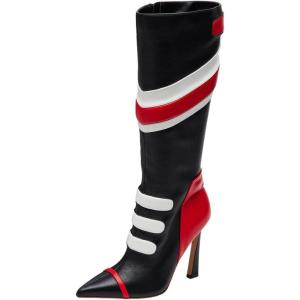 imageFSJ Women Multicolor Knee High Boots Pointed Toe Tall High Heel Long Boots Side Zipper Novel Color Matching Party Fancy Dress Shoes Size 416 USRedblackwhite