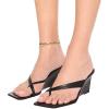 imageFSJ Women Casual Flip Flop Slide Mule Shoes Square Open Toe Thong Sandal Summer Wedge High Heel Size 415 USBlack