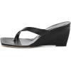 imageFSJ Women Casual Flip Flop Slide Mule Shoes Square Open Toe Thong Sandal Summer Wedge High Heel Size 415 USBlack