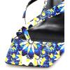 imageFSJ Women Casual Flip Flop Slide Mule Shoes Square Open Toe Thong Sandal Summer Wedge High Heel Size 415 USBlue Floral