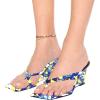 imageFSJ Women Casual Flip Flop Slide Mule Shoes Square Open Toe Thong Sandal Summer Wedge High Heel Size 415 USBlue Floral