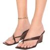 imageFSJ Women Casual Flip Flop Slide Mule Shoes Square Open Toe Thong Sandal Summer Wedge High Heel Size 415 USBrown