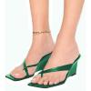 imageFSJ Women Casual Flip Flop Slide Mule Shoes Square Open Toe Thong Sandal Summer Wedge High Heel Size 415 USDark Green