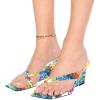 imageFSJ Women Casual Flip Flop Slide Mule Shoes Square Open Toe Thong Sandal Summer Wedge High Heel Size 415 USFlower