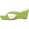 imageFSJ Women Casual Flip Flop Slide Mule Shoes Square Open Toe Thong Sandal Summer Wedge High Heel Size 415 USGreen