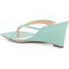 imageFSJ Women Casual Flip Flop Slide Mule Shoes Square Open Toe Thong Sandal Summer Wedge High Heel Size 415 USLight Turquoise