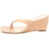 imageFSJ Women Casual Flip Flop Slide Mule Shoes Square Open Toe Thong Sandal Summer Wedge High Heel Size 415 USNude