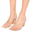 imageFSJ Women Casual Flip Flop Slide Mule Shoes Square Open Toe Thong Sandal Summer Wedge High Heel Size 415 USNude