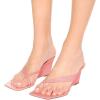 imageFSJ Women Casual Flip Flop Slide Mule Shoes Square Open Toe Thong Sandal Summer Wedge High Heel Size 415 USPink