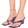 imageFSJ Women Casual Flip Flop Slide Mule Shoes Square Open Toe Thong Sandal Summer Wedge High Heel Size 415 USPurple