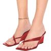 imageFSJ Women Casual Flip Flop Slide Mule Shoes Square Open Toe Thong Sandal Summer Wedge High Heel Size 415 USRed