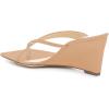 imageFSJ Women Casual Flip Flop Slide Mule Shoes Square Open Toe Thong Sandal Summer Wedge High Heel Size 415 USTan