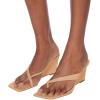 imageFSJ Women Casual Flip Flop Slide Mule Shoes Square Open Toe Thong Sandal Summer Wedge High Heel Size 415 USTan